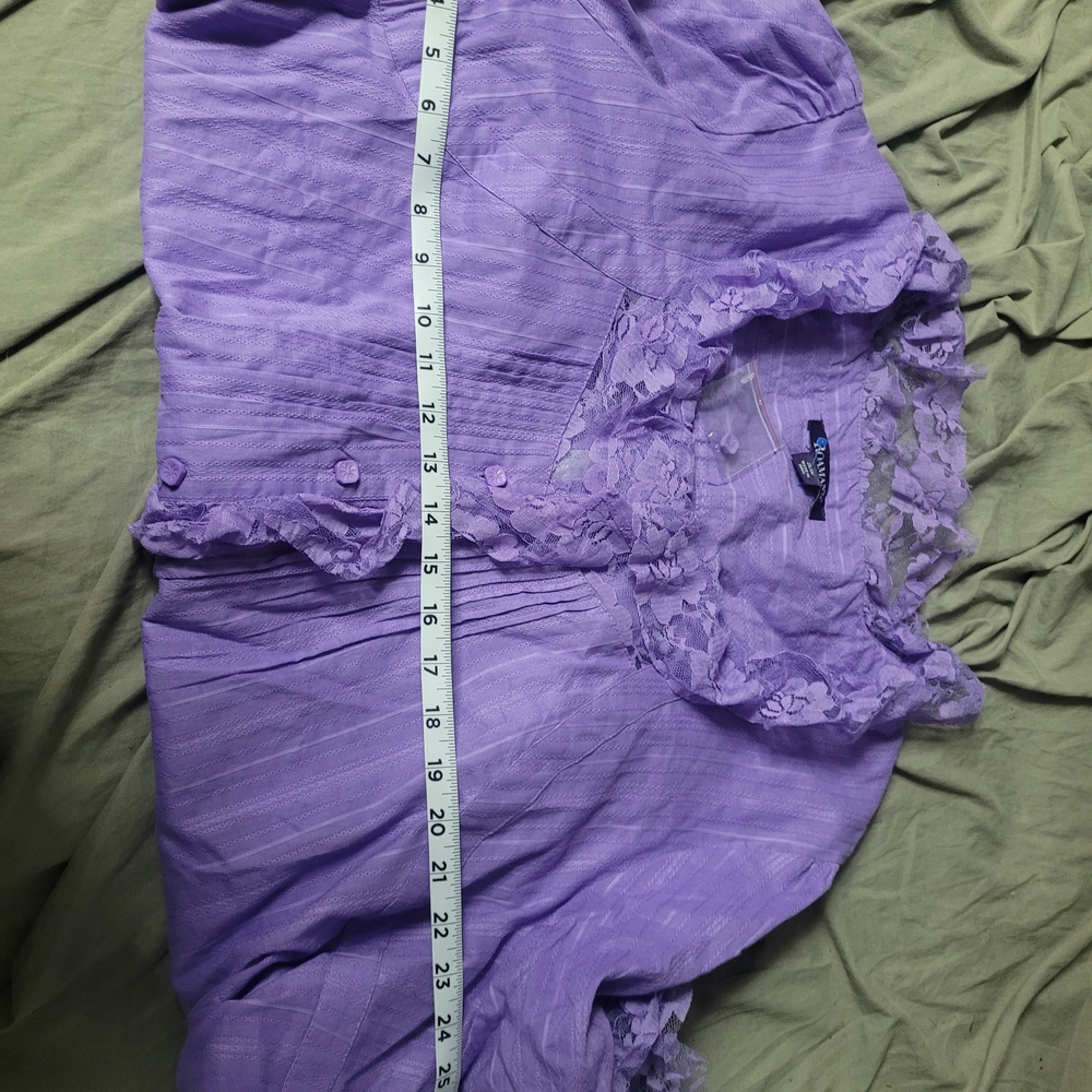 Roaman's Lavender Ruffle Button-Down Top - Picture 9 of 12